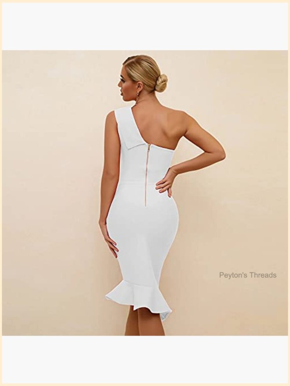 Sexy One Shoulder Bodycon Bandage Dress Mermaid Cocktail Midi Dresses Trendy - Picture 2 of 7